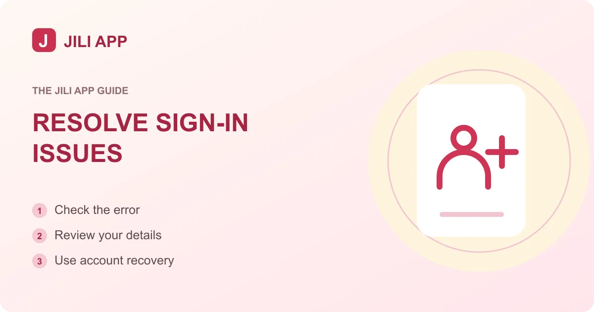Sign-in troubleshooting steps: check the error, review credentials, and use recovery.